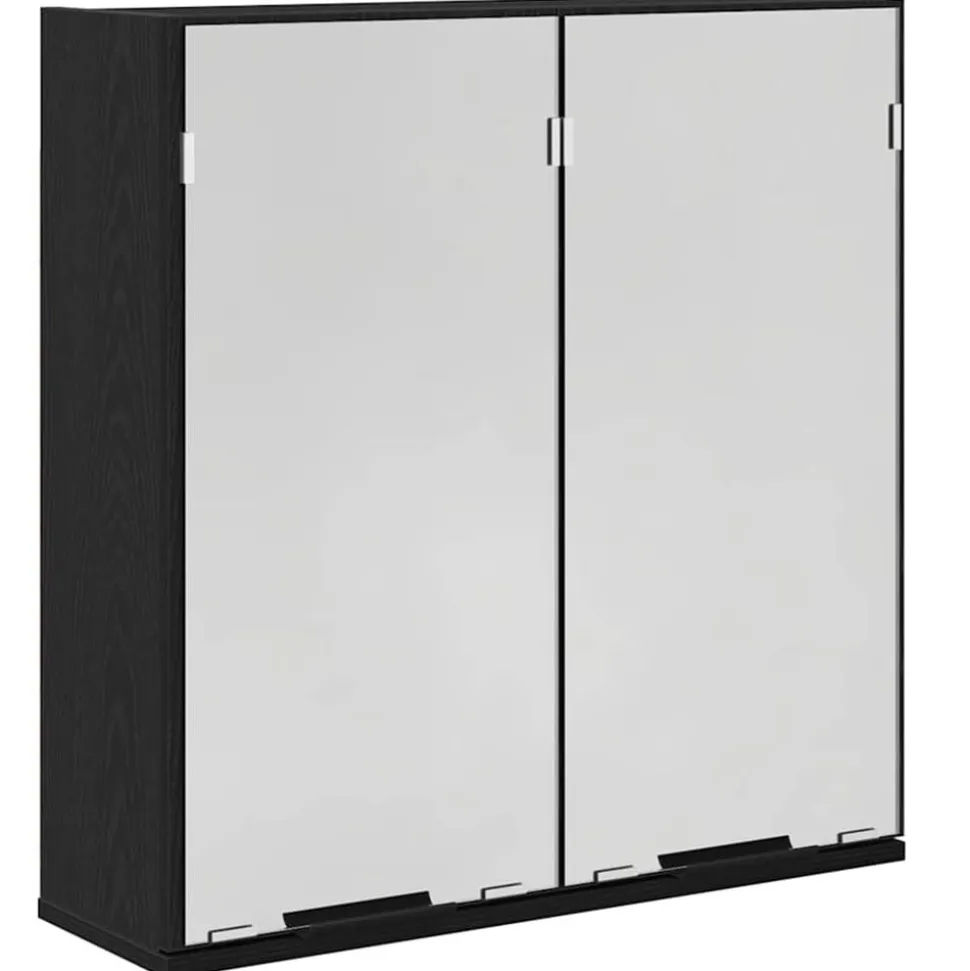 vidaXL Spiegelkast met plank Zwart Eiken 64 x 20 x 67 cm Bewerkt hout