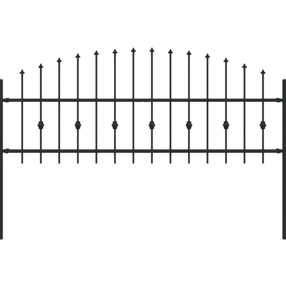 vidaXL Spike Fence Asten Zwart 200 x 130 cm Gepoedercoat staal