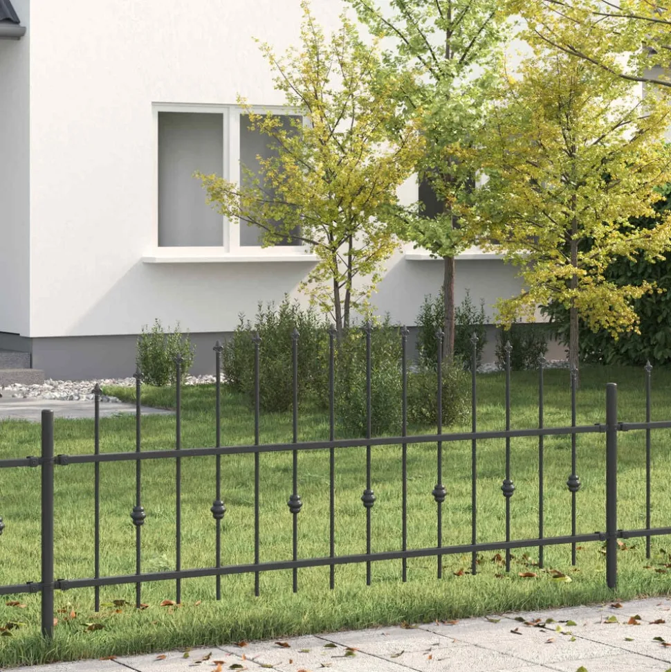 vidaXL Spike Fence Asten Zwart 200 x 130 cm Gepoedercoat staal