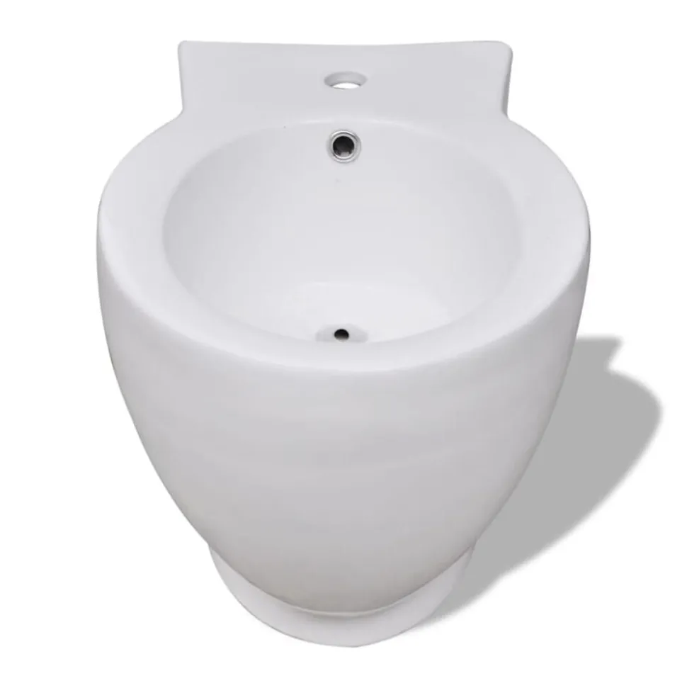 vidaXL Staand bidet rond keramiek wit