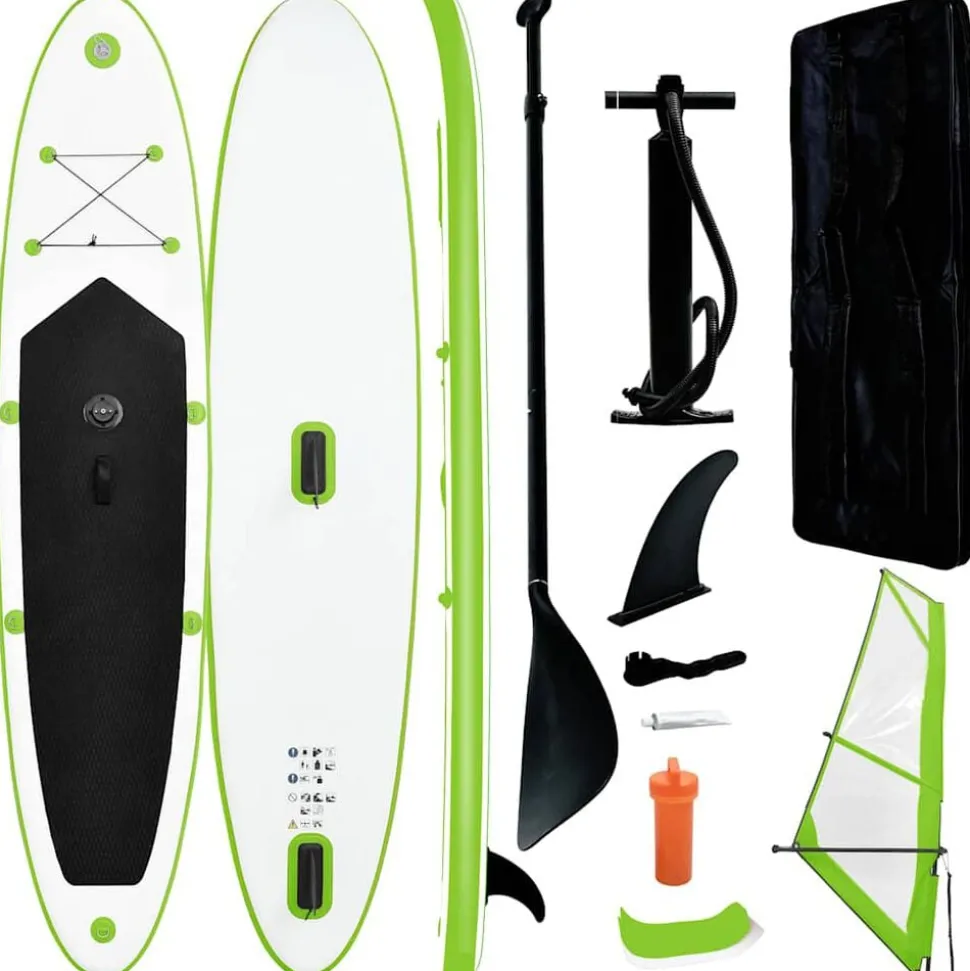 vidaXL Stand Up Paddleboard opblaasbaar met zeilset groen en wit