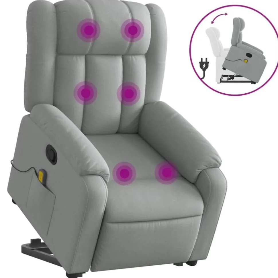 vidaXL Sta-op-massagestoel verstelbaar stof lichtgrijs