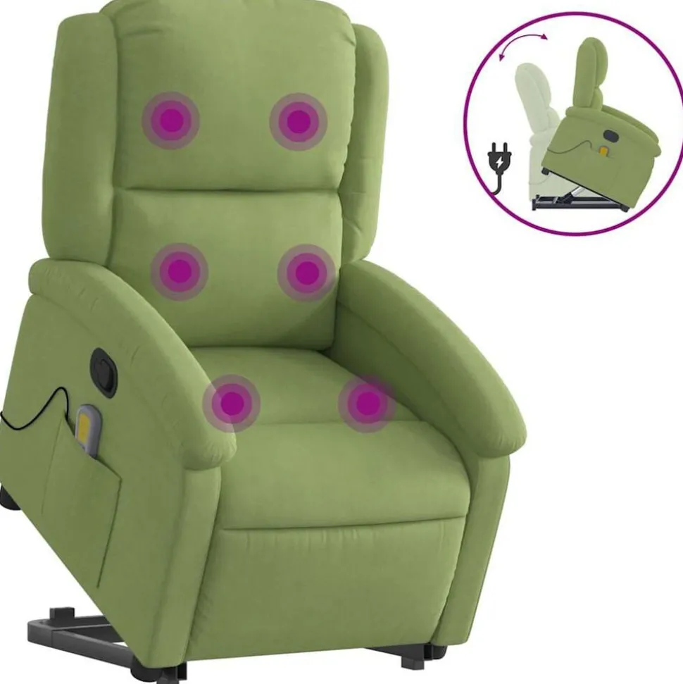 vidaXL Sta-op-massagestoel verstelbaar fluweel lichtgroen
