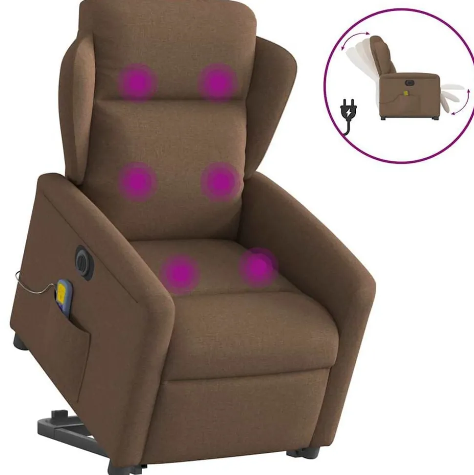 vidaXL Sta-op-massagestoel elektrisch verstelbaar stof bruin