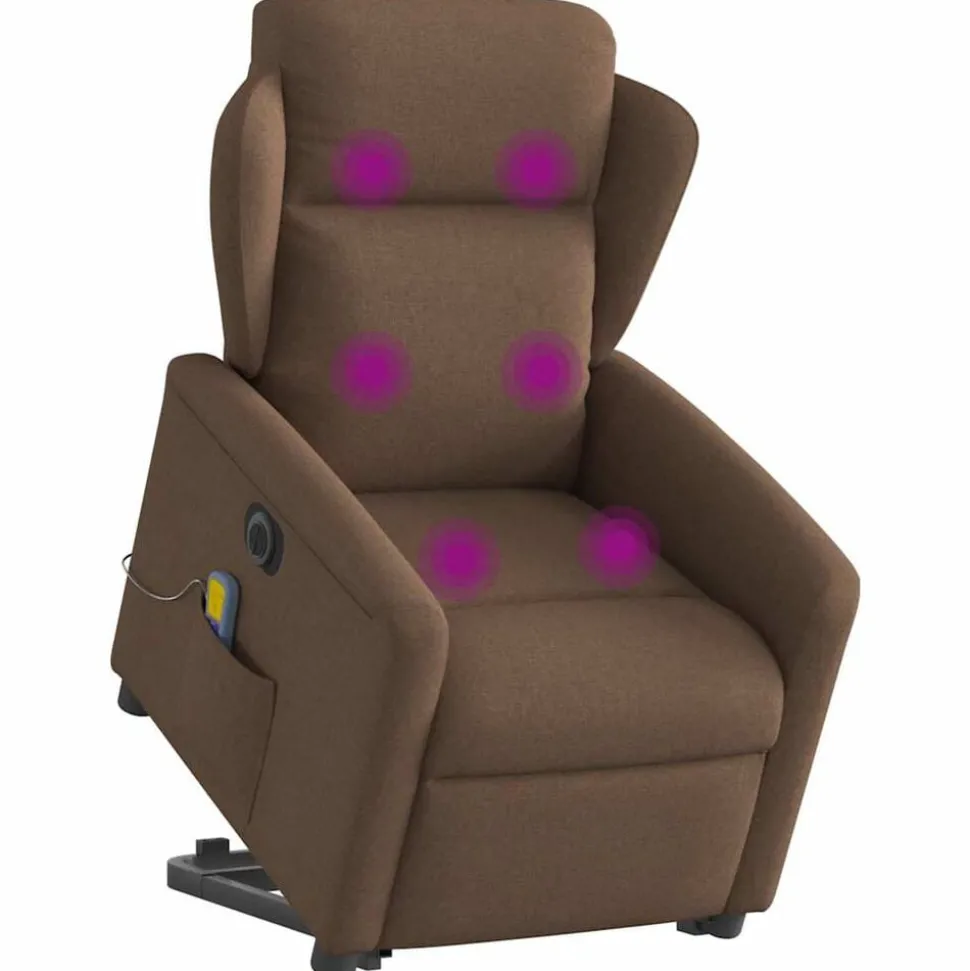 vidaXL Sta-op-massagestoel elektrisch verstelbaar stof bruin