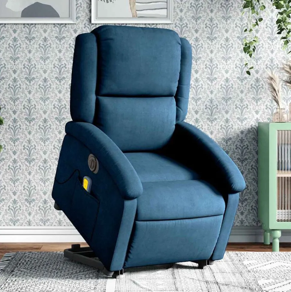 vidaXL Sta-op-massagestoel elektrisch verstelbaar fluweel blauw