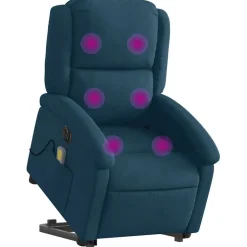 vidaXL Sta-op-massagestoel elektrisch verstelbaar fluweel blauw