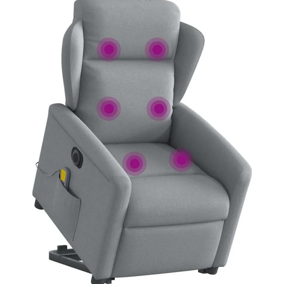 vidaXL Sta-op-massagestoel elektrisch verstelbaar stof lichtgrijs