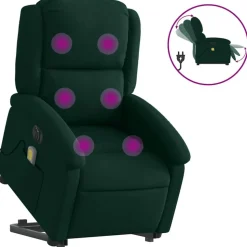 vidaXL Sta-op-massagestoel elektrisch verstelbaar fluweel donkergroen