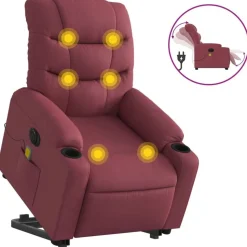 vidaXL Sta-op-massagestoel elektrisch verstelbaar stof wijnrood