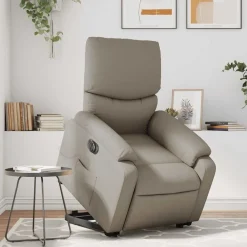 vidaXL Sta-op-massagestoel elektrisch kunstleer cappuccinokleurig
