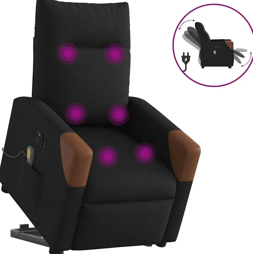 vidaXL Sta-op-massagestoel elektrisch verstelbaar stof zwart