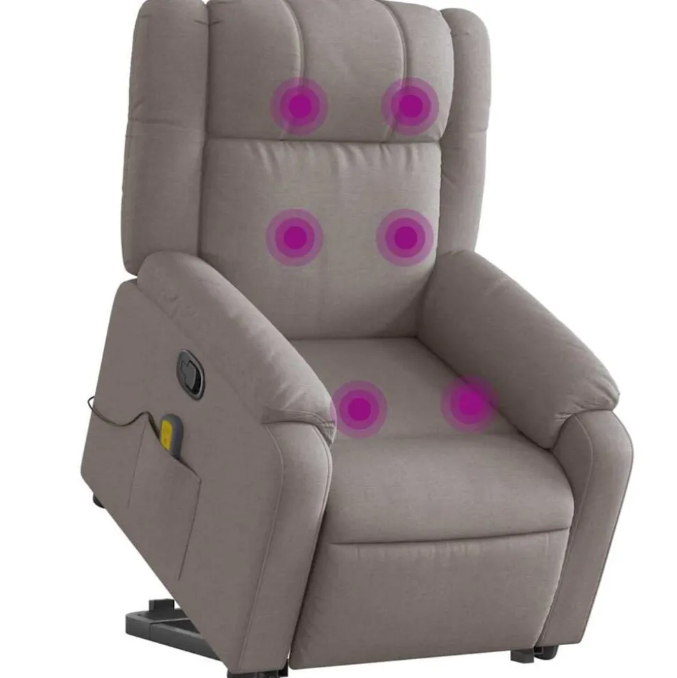 vidaXL Sta-op-massagestoel verstelbaar stof taupe
