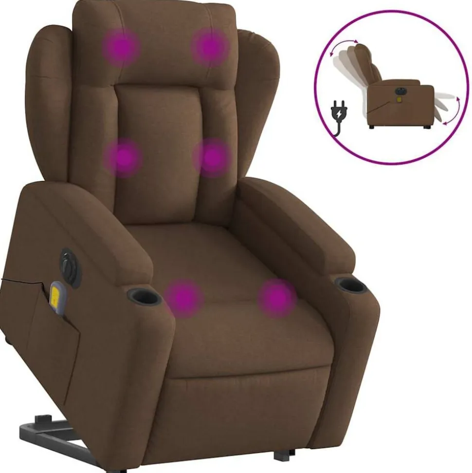 vidaXL Sta-op-massagestoel elektrisch verstelbaar stof bruin