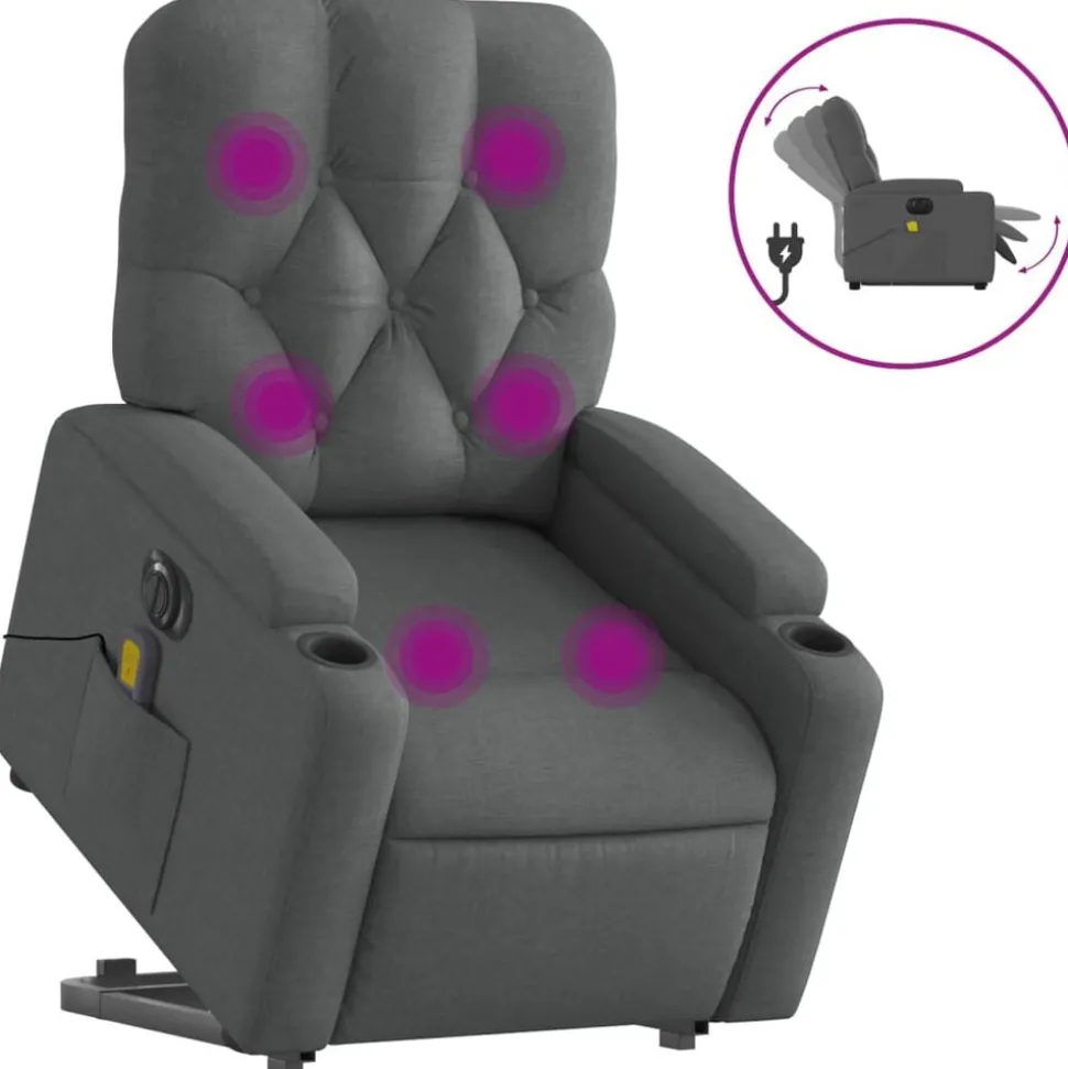 vidaXL Sta-op-massagestoel elektrisch verstelbaar stof donkergrijs
