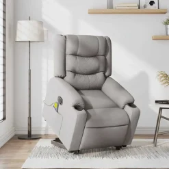 vidaXL Sta-op-massagestoel elektrisch verstelbaar stof wolk grijs