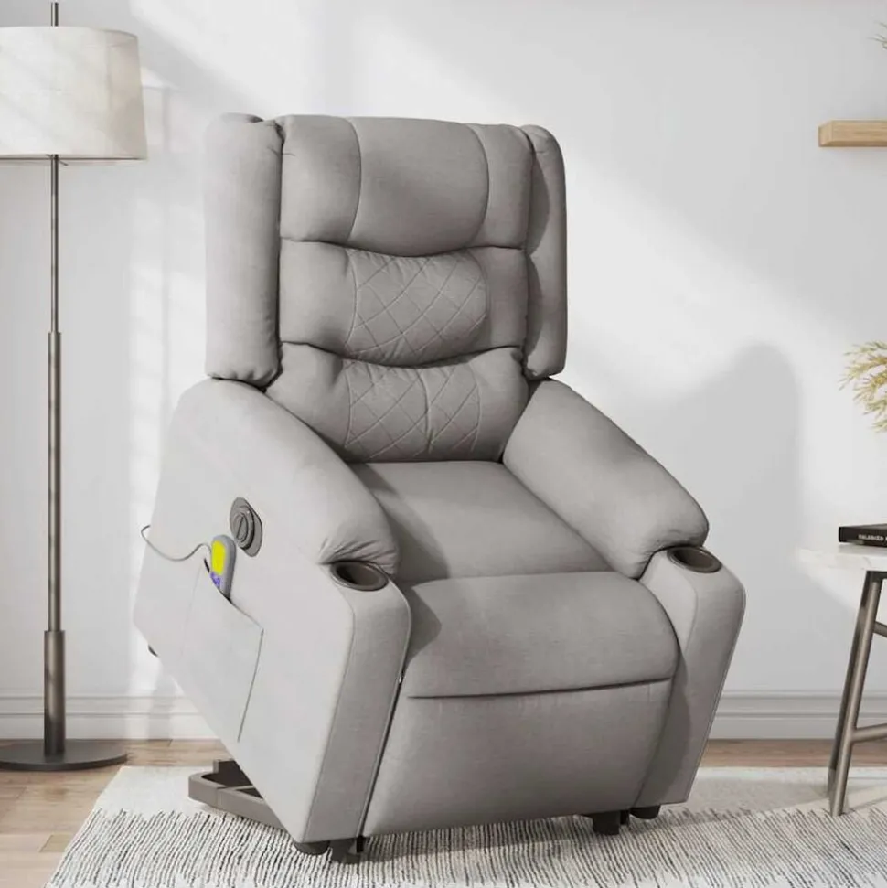 vidaXL Sta-op-massagestoel elektrisch verstelbaar stof wolk grijs