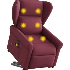 vidaXL Sta-op-massagestoel elektrisch verstelbaar stof wijnrood