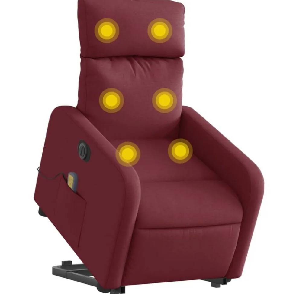 vidaXL Sta-op-massagestoel elektrisch verstelbaar stof wijnrood