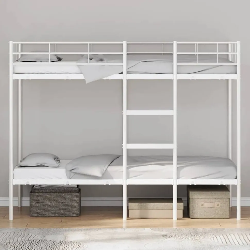 vidaXL Stapelbed zonder matras 75x190 cm staal wit