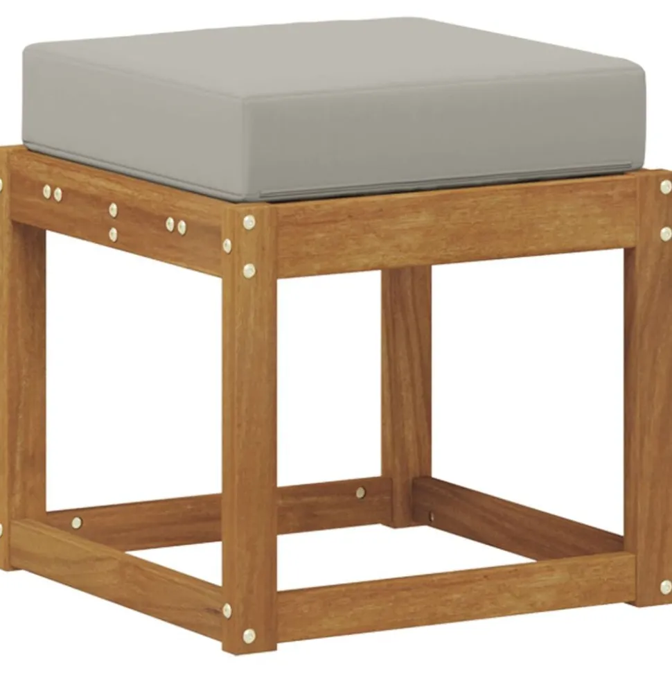 vidaXL Stoelbank met kussen Natuurlijk en Lichtgrijs 43 x 43 x 37 cm