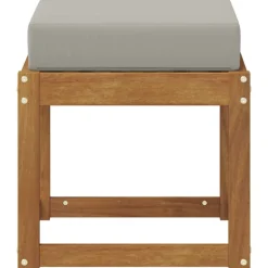 vidaXL Stoelbank met kussen Natuurlijk en Lichtgrijs 43 x 43 x 37 cm