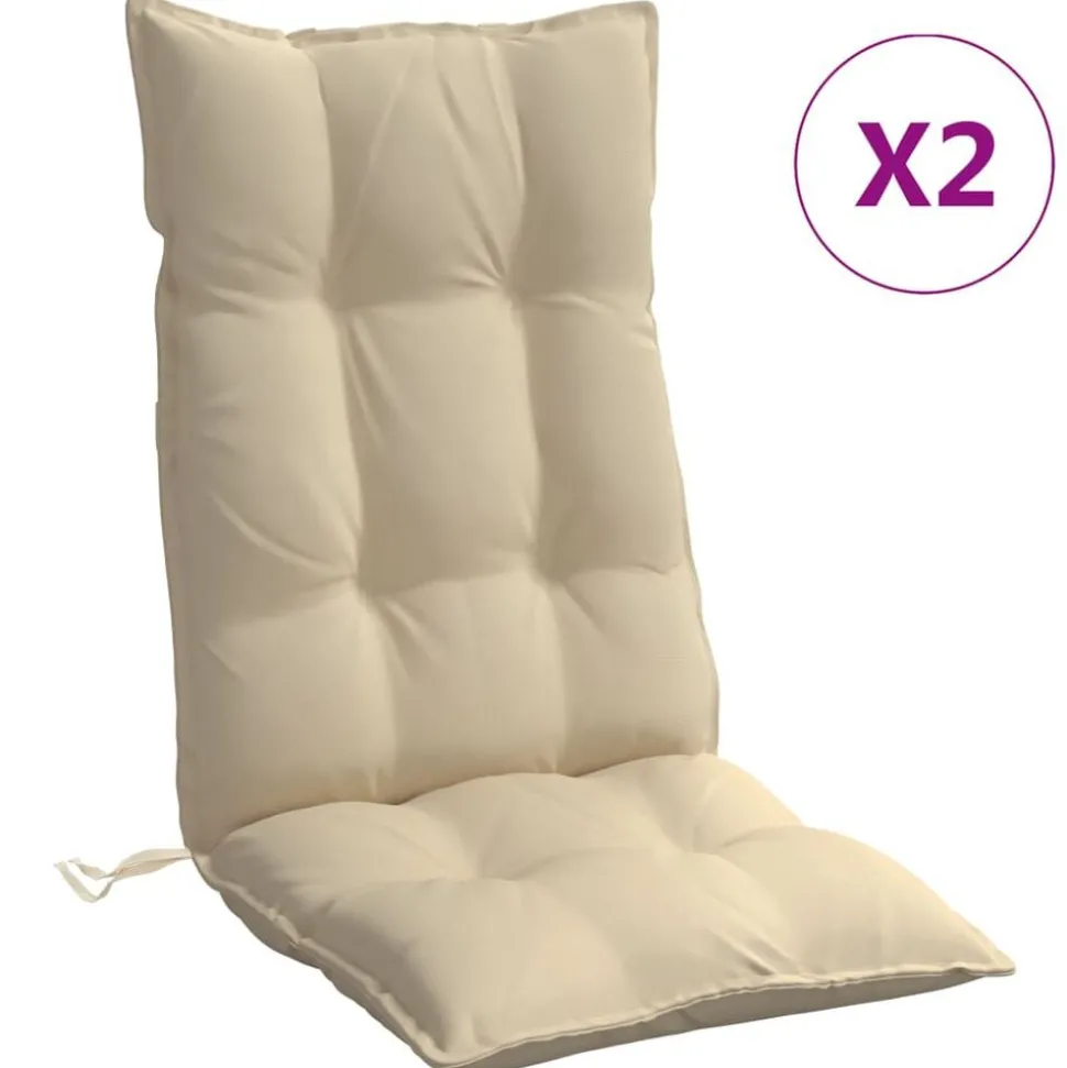 vidaXL Stoelkussens 2 st hoge rug oxford stof beige