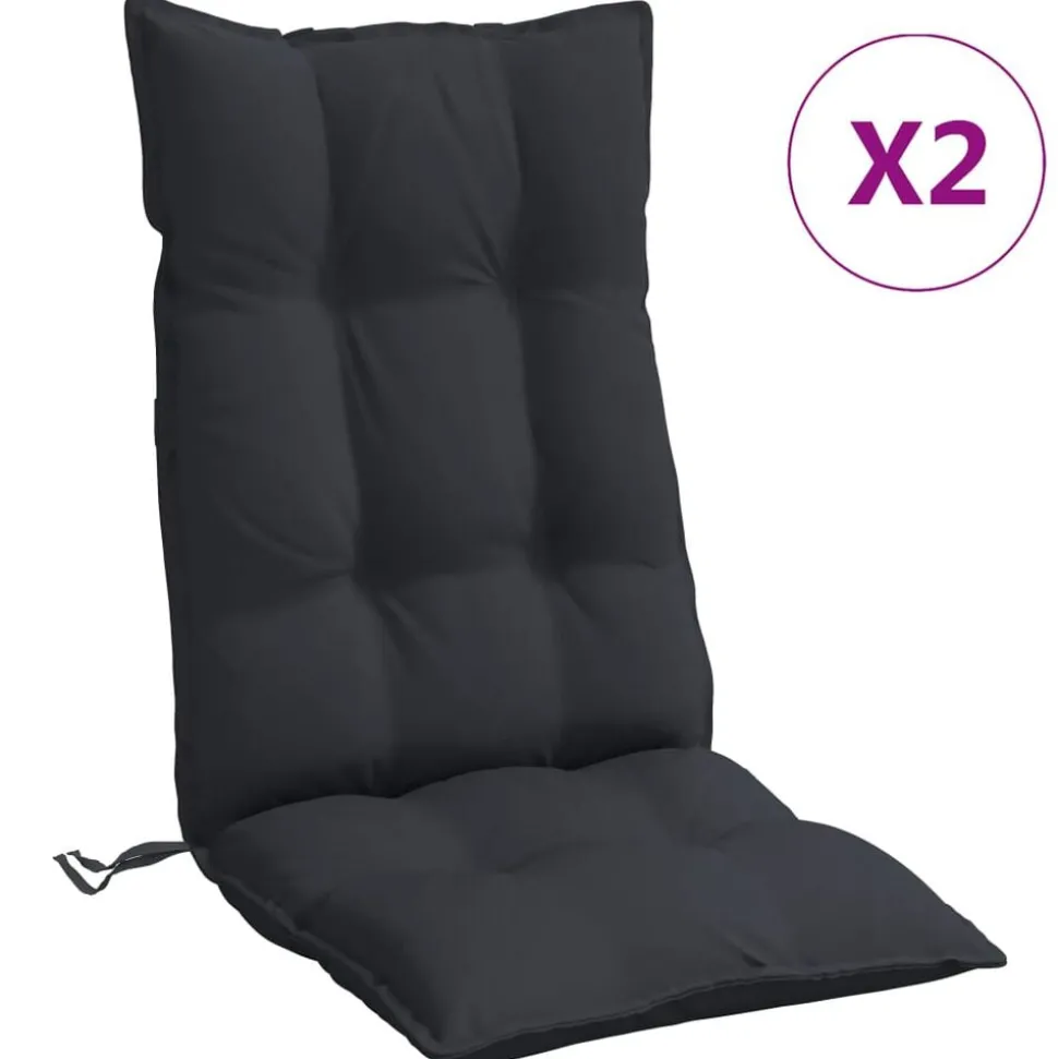 vidaXL Stoelkussens 2 st hoge rug oxford stof zwart