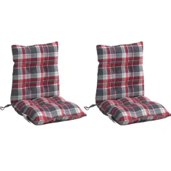 vidaXL Stoelkussens 2 st lage rug ruitpatroon oxford stof rood