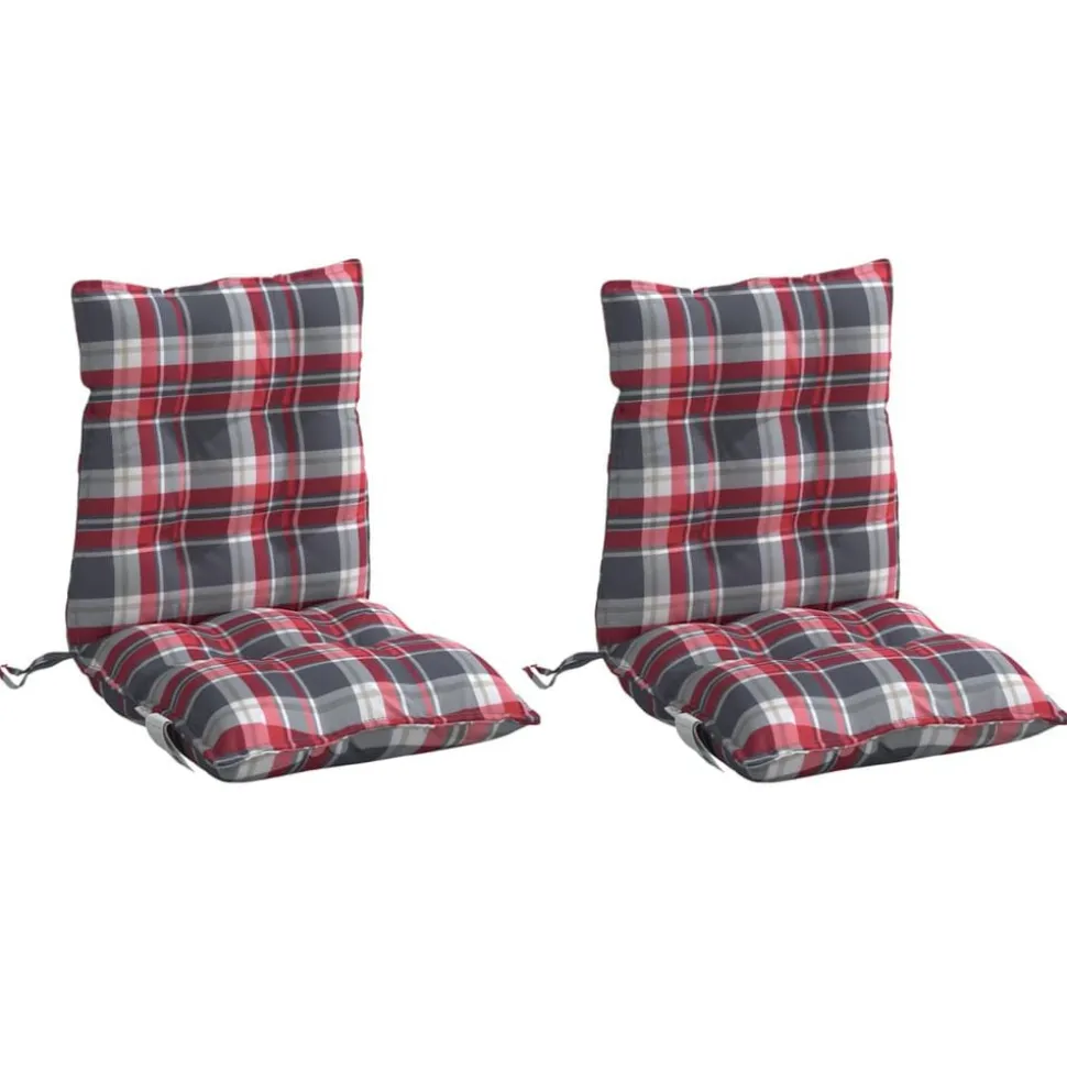 vidaXL Stoelkussens 2 st lage rug ruitpatroon oxford stof rood