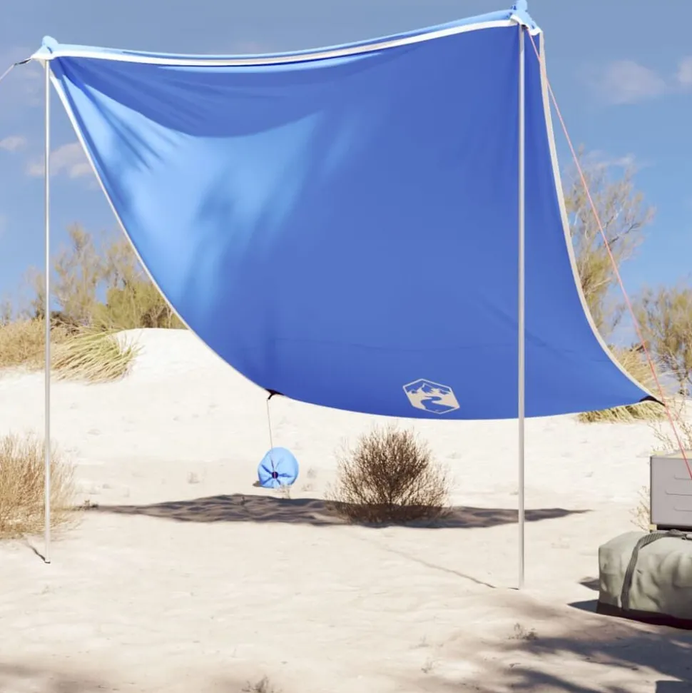 vidaXL Strandluifel met zandankers 214x236 cm blauw