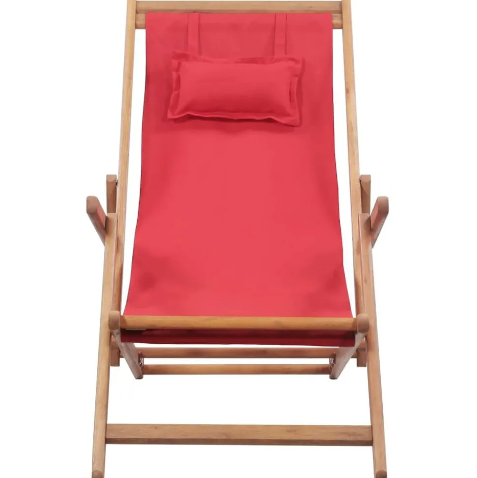 vidaXL Strandstoel inklapbaar stof en houten frame rood
