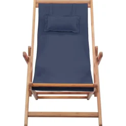 vidaXL Strandstoel inklapbaar stof en houten frame blauw