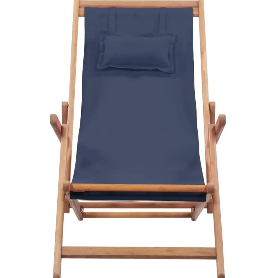vidaXL Strandstoel inklapbaar stof en houten frame blauw