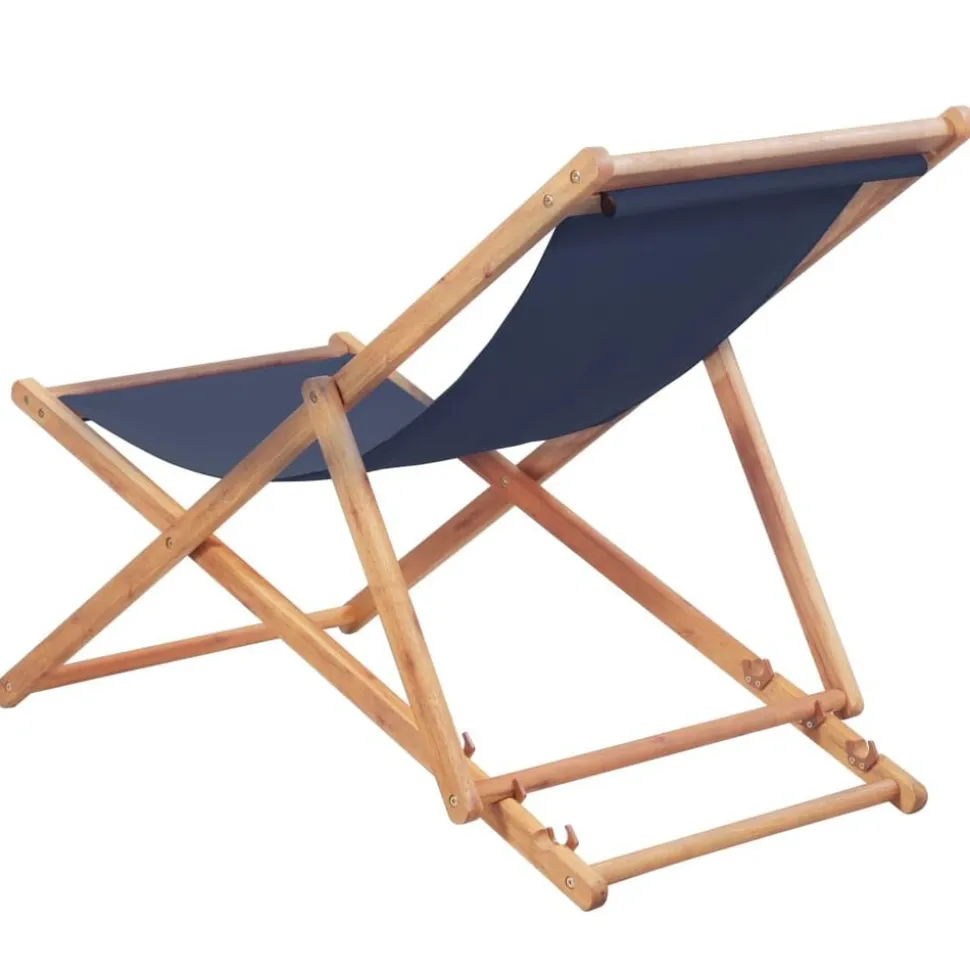 vidaXL Strandstoel inklapbaar stof en houten frame blauw