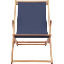 vidaXL Strandstoel inklapbaar stof en houten frame blauw