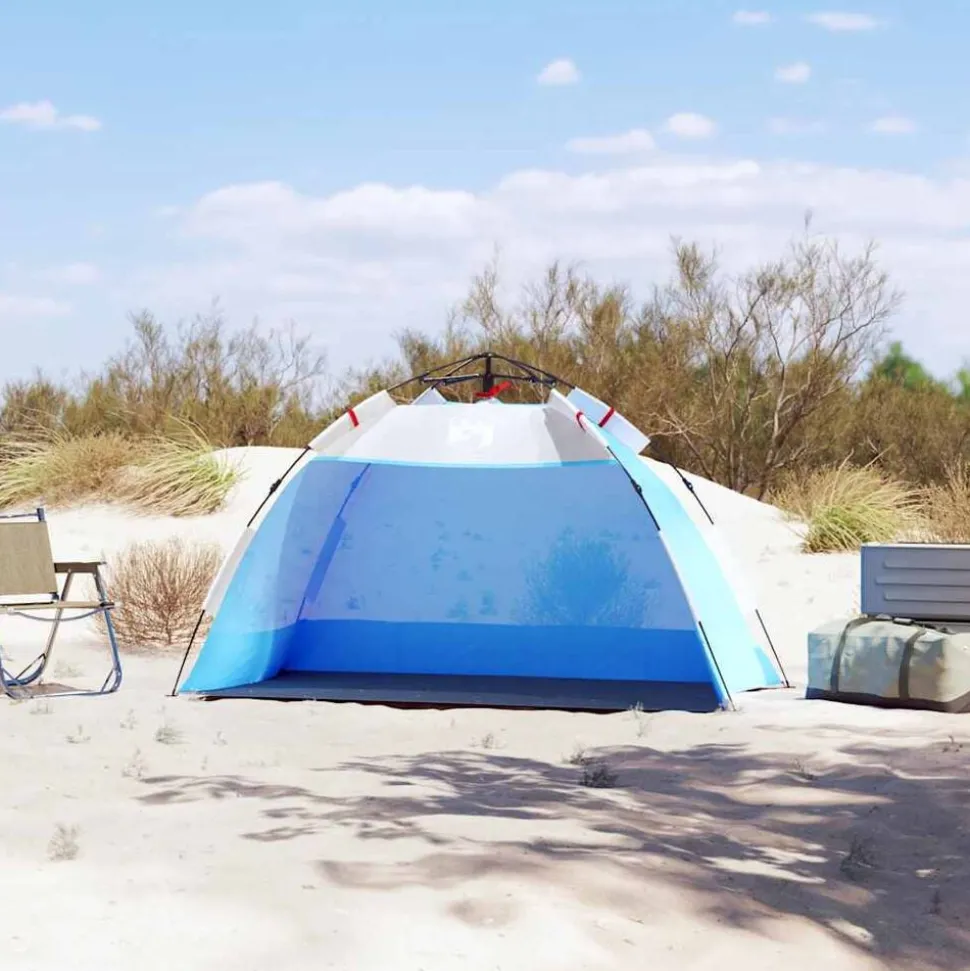 vidaXL Strandtent 2-persoons waterdicht snelontgrendeling azuurblauw