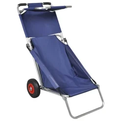 vidaXL Strandtrolley met wielen draagbaar en inklapbaar blauw
