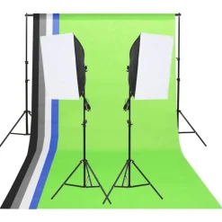 vidaXL Studioverlichtingsset met achtergronden en softboxen