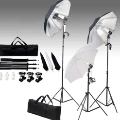 vidaXL Studioverlichtingsset 24 watt inclusief statieven en paraplu's