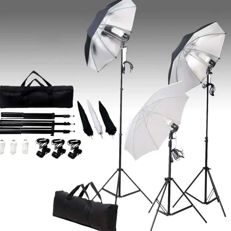 vidaXL Studioverlichtingsset 24 watt inclusief statieven en paraplu's