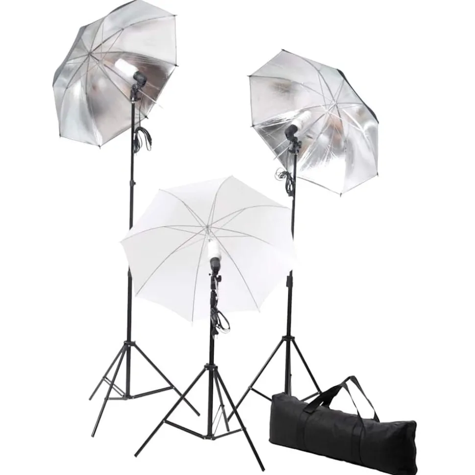 vidaXL Studioverlichtingsset 24 watt inclusief statieven en paraplu's