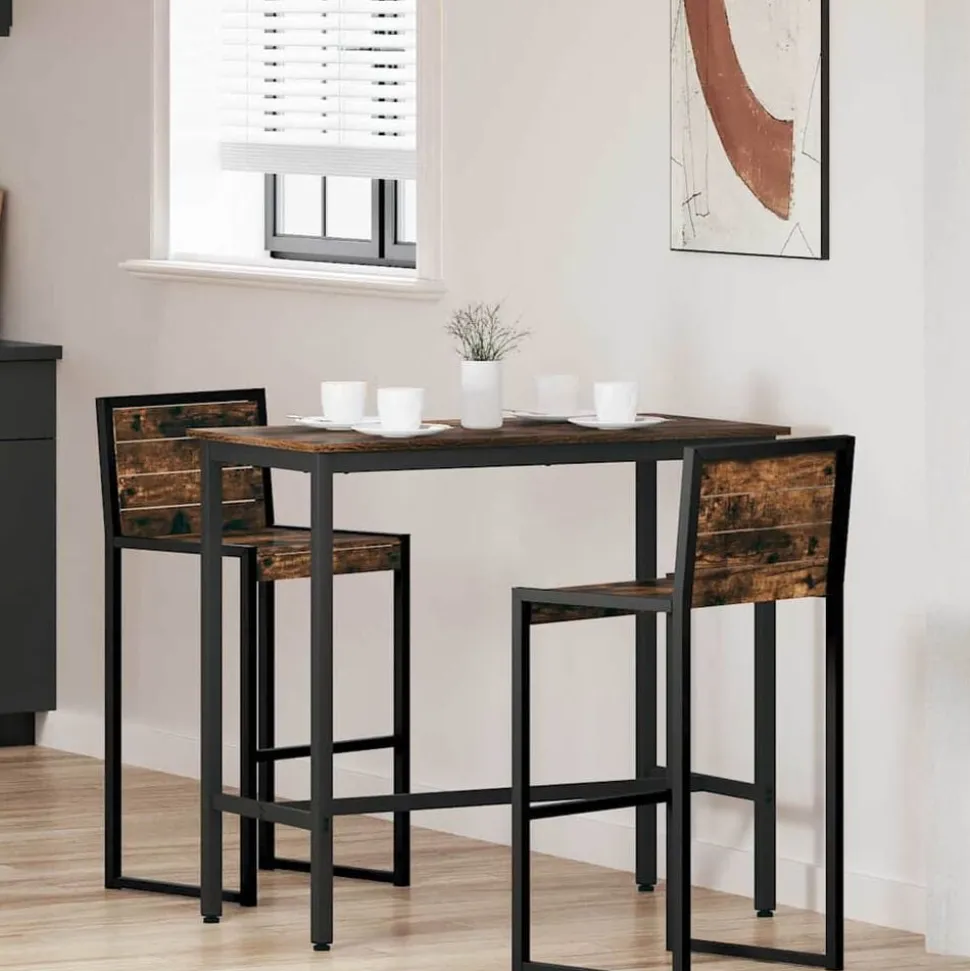 vidaXL Tafel Gerookt eiken 100 x 50 x 90,5 cm Engineered hout en staal