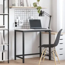 vidaXL Tafel Wit 80 x 50 x 77 cm Engineered hout en staal