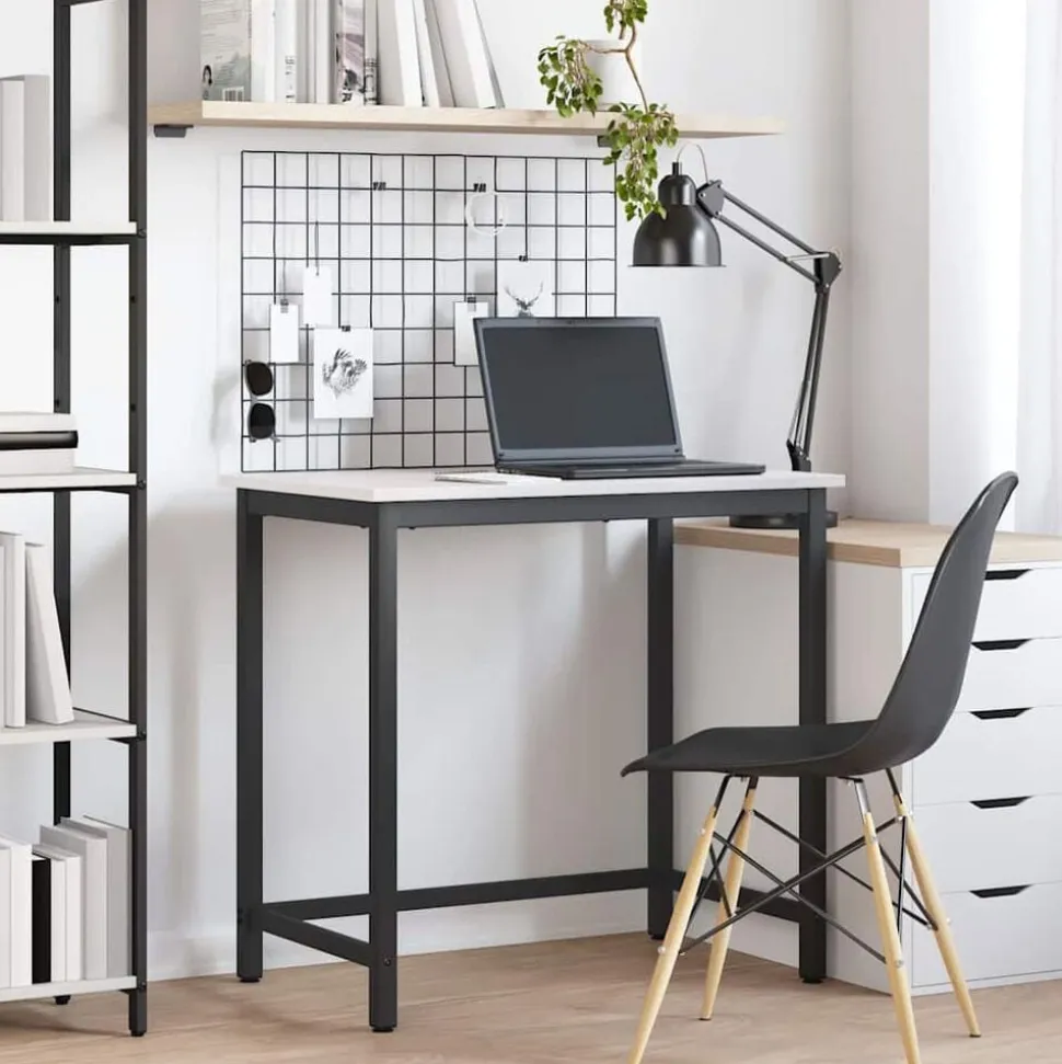 vidaXL Tafel Wit 80 x 50 x 77 cm Engineered hout en staal