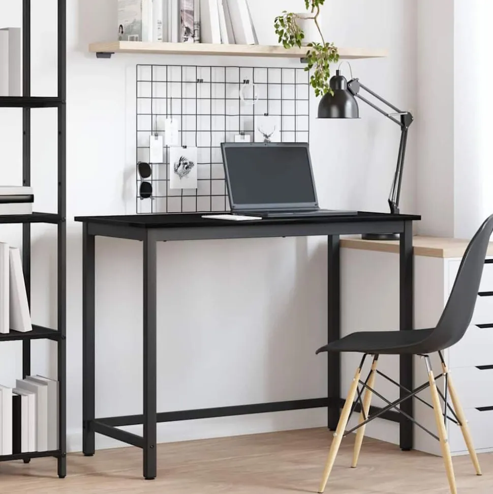 vidaXL Tafel Zwart Eiken 80 x 50 x 76,5 cm Engineered hout en staal