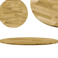 vidaXL Tafelblad rond 23 mm 500 mm massief eikenhout