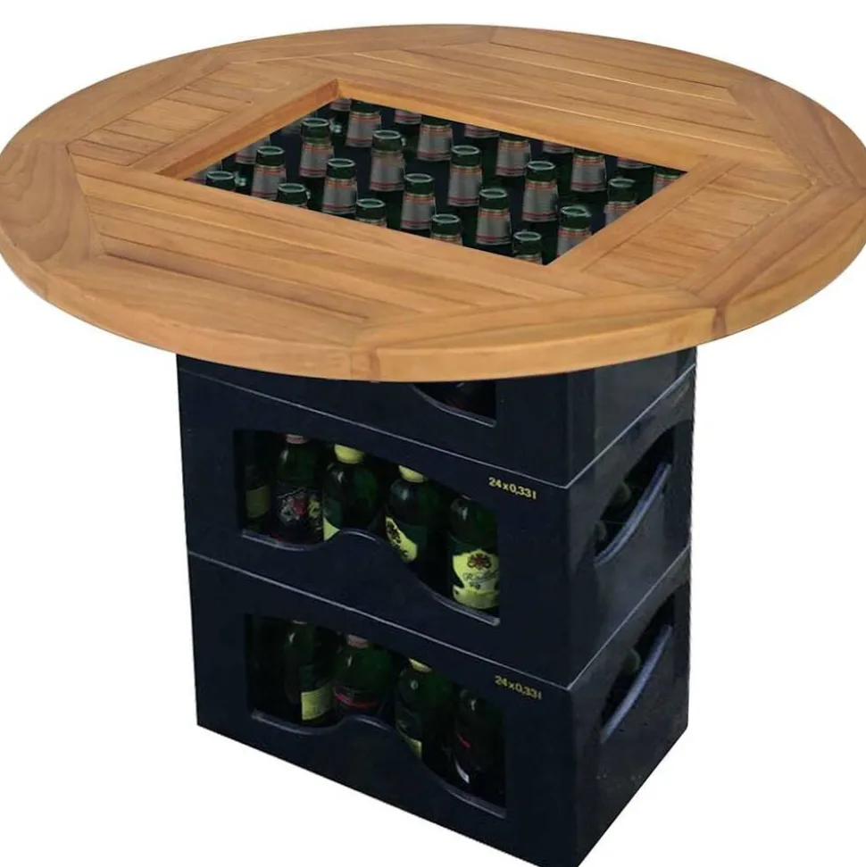 vidaXL Tafelblad voor bierkrat 70 cm teakhout