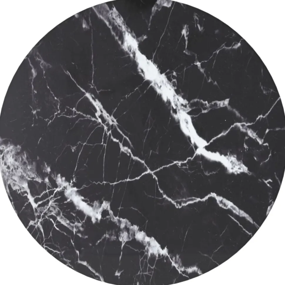 vidaXL Tafelblad Ø30x0,8 cm gehard glas met marmerontwerp zwart