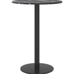 vidaXL Tafelblad Ø30x0,8 cm gehard glas met marmerontwerp zwart